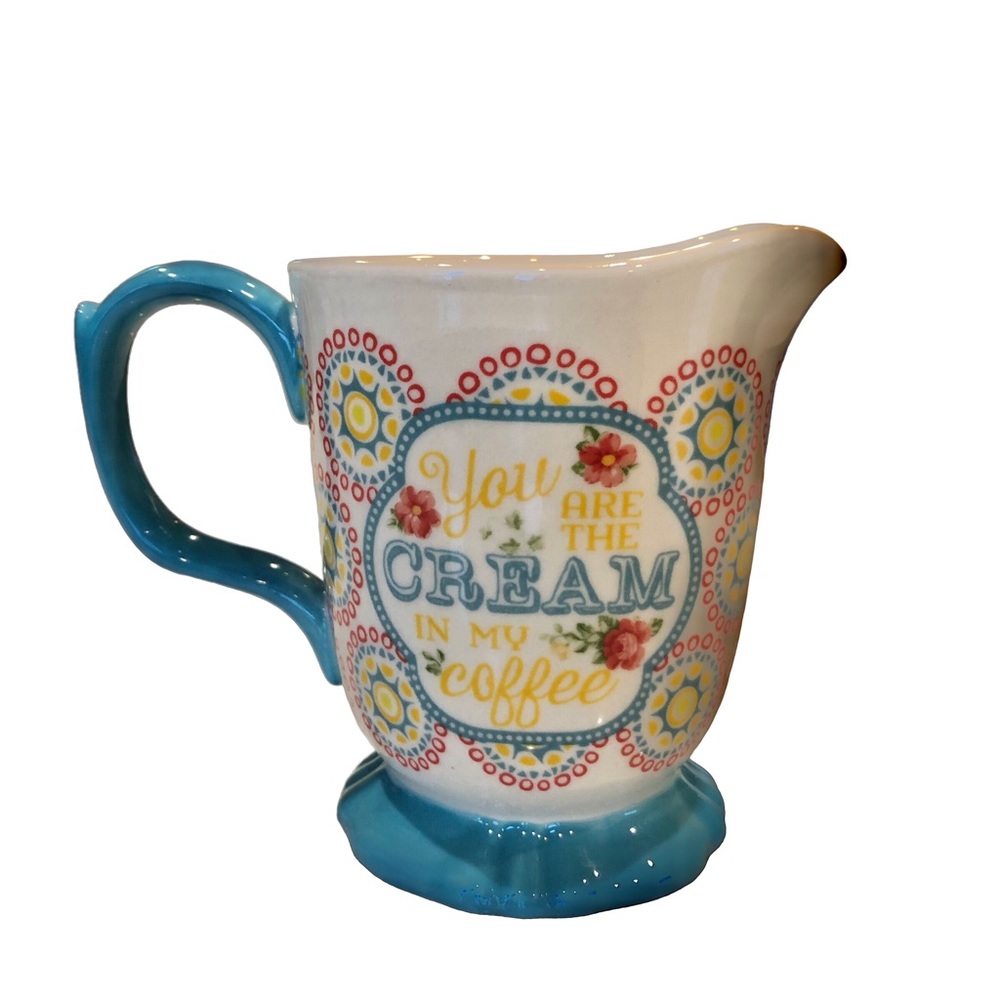 Pioneer Woman “You Are The Cream In My Coffee” Hyacinth Footed Creamer Pitcher